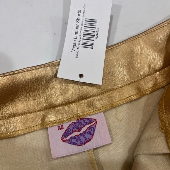Sparkle City Vegan leather gold shorts size medium - Picture 7 of 8